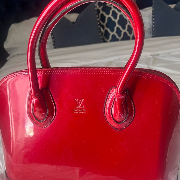 Louis Vuitton Red Satchel with Glossy Finish and Gold Logo - Picture 1 of 4